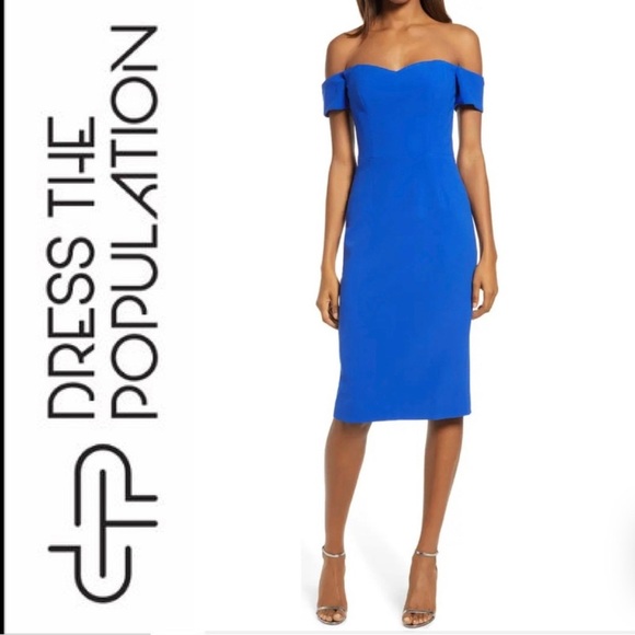 DRESS THE POPULATION BAILEY Off Shoulder Bodycon size S - Picture 1 of 7